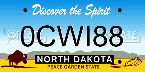 0CWI88 North Dakota License Plate