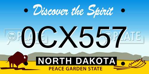 0CX557 North Dakota License Plate