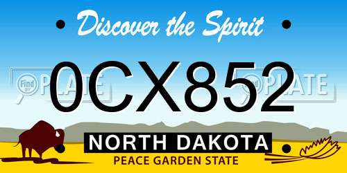 0CX852 North Dakota License Plate