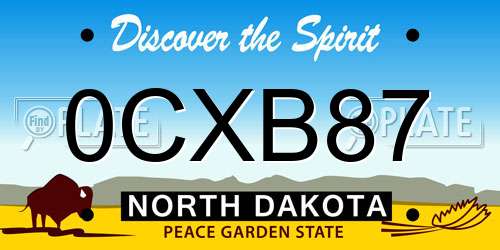 0CXB87 North Dakota License Plate