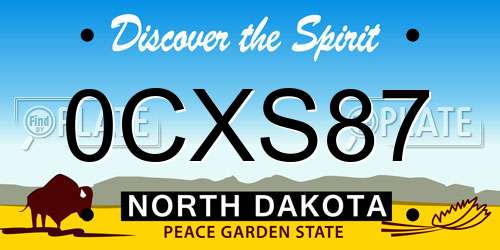 0CXS87 North Dakota License Plate