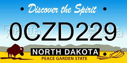 0CZD229 North Dakota License Plate