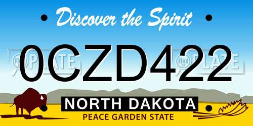 0CZD422 North Dakota License Plate