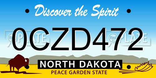 0CZD472 North Dakota License Plate
