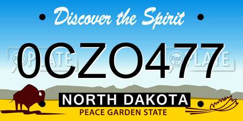 0CZO477 North Dakota License Plate