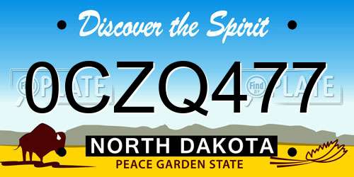 0CZQ477 North Dakota License Plate