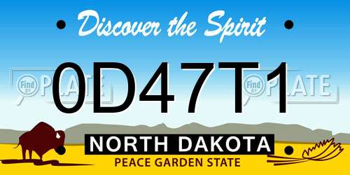 0D47T1 North Dakota License Plate