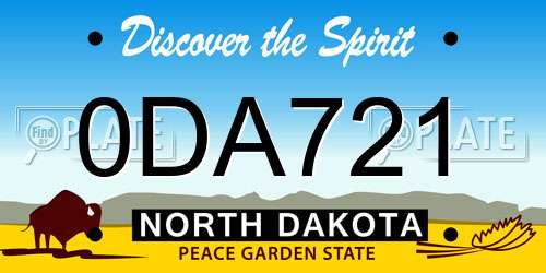0DA721 North Dakota License Plate