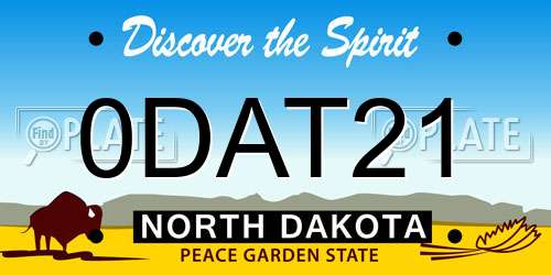 0DAT21 North Dakota License Plate