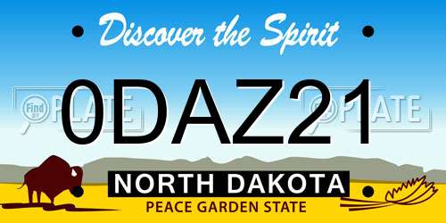 0DAZ21 North Dakota License Plate