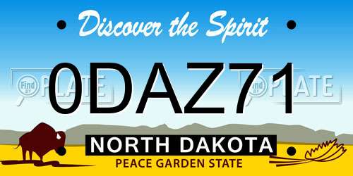 0DAZ71 North Dakota License Plate