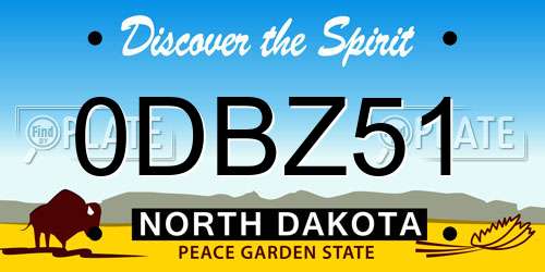 0DBZ51 North Dakota License Plate