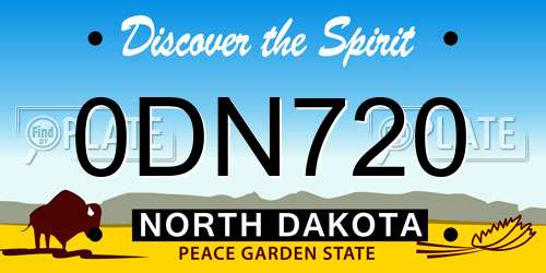 0DN720 North Dakota License Plate