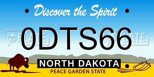 0DTS66 North Dakota License Plate