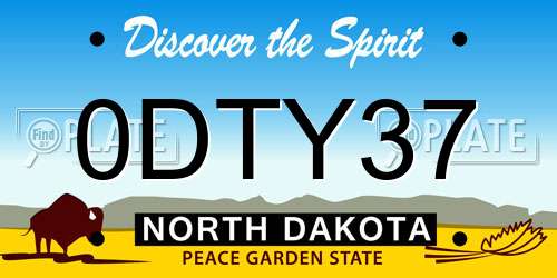 0DTY37 North Dakota License Plate
