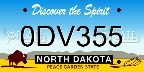 0DV355 North Dakota License Plate