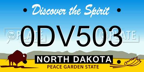 0DV503 North Dakota License Plate