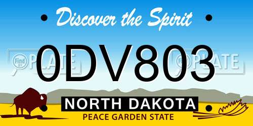 0DV803 North Dakota License Plate
