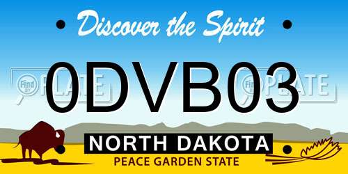 0DVB03 North Dakota License Plate