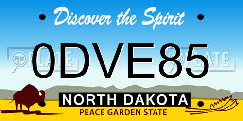 0DVE85 North Dakota License Plate