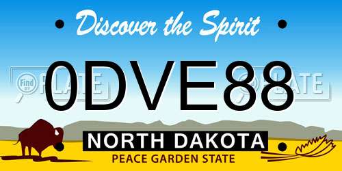 0DVE88 North Dakota License Plate