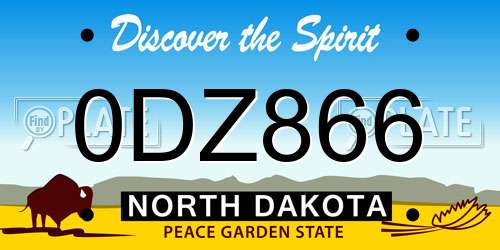 0DZ866 North Dakota License Plate