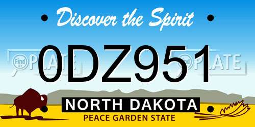 0DZ951 North Dakota License Plate