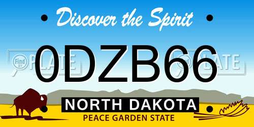 0DZB66 North Dakota License Plate