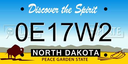 0E17W2 North Dakota License Plate