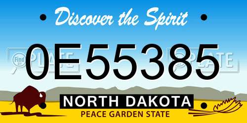 0E55385 North Dakota License Plate