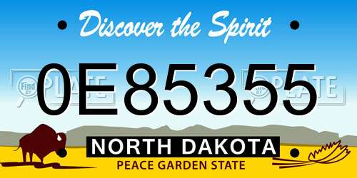 0E85355 North Dakota License Plate