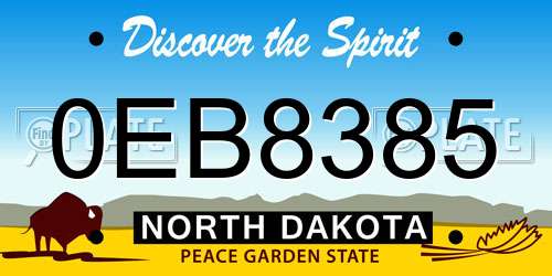 0EB8385 North Dakota License Plate