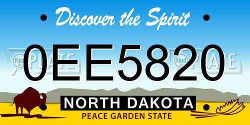 0EE5820 North Dakota License Plate