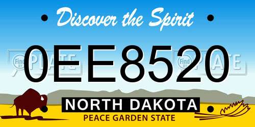 0EE8520 North Dakota License Plate