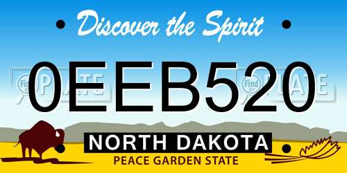 0EEB520 North Dakota License Plate
