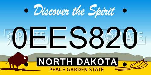 0EES820 North Dakota License Plate