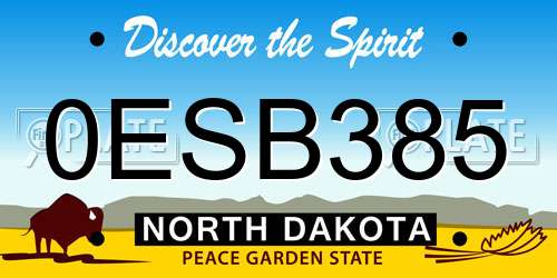 0ESB385 North Dakota License Plate
