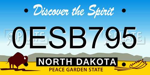 0ESB795 North Dakota License Plate