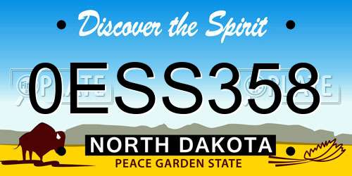 0ESS358 North Dakota License Plate