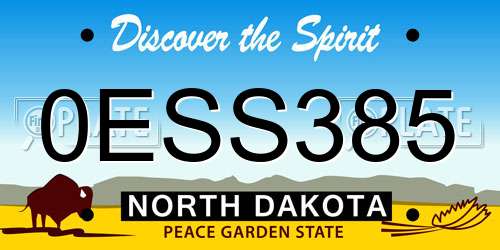 0ESS385 North Dakota License Plate