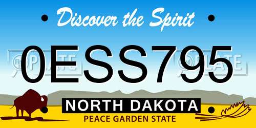 0ESS795 North Dakota License Plate