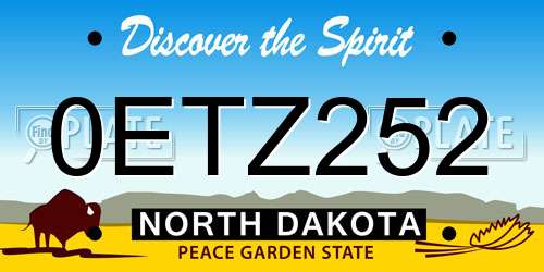 0ETZ252 North Dakota License Plate