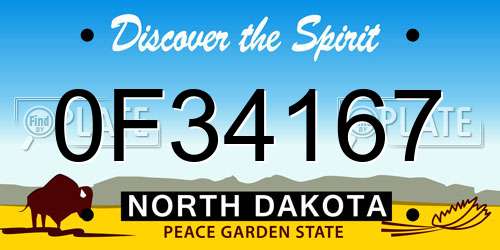 0F34167 North Dakota License Plate