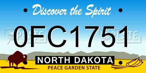 0FC1751 North Dakota License Plate