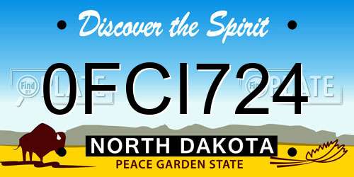 0FCI724 North Dakota License Plate