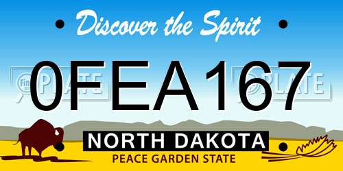 0FEA167 North Dakota License Plate