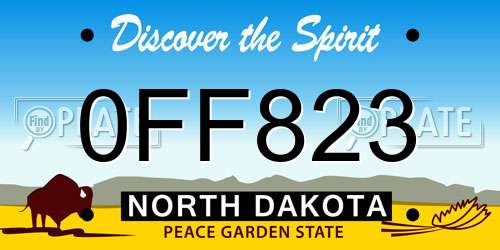 0FF823 North Dakota License Plate
