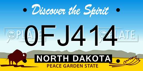 0FJ414 North Dakota License Plate