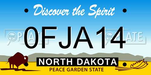0FJA14 North Dakota License Plate