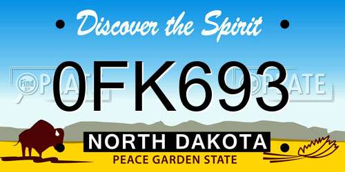 0FK693 North Dakota License Plate